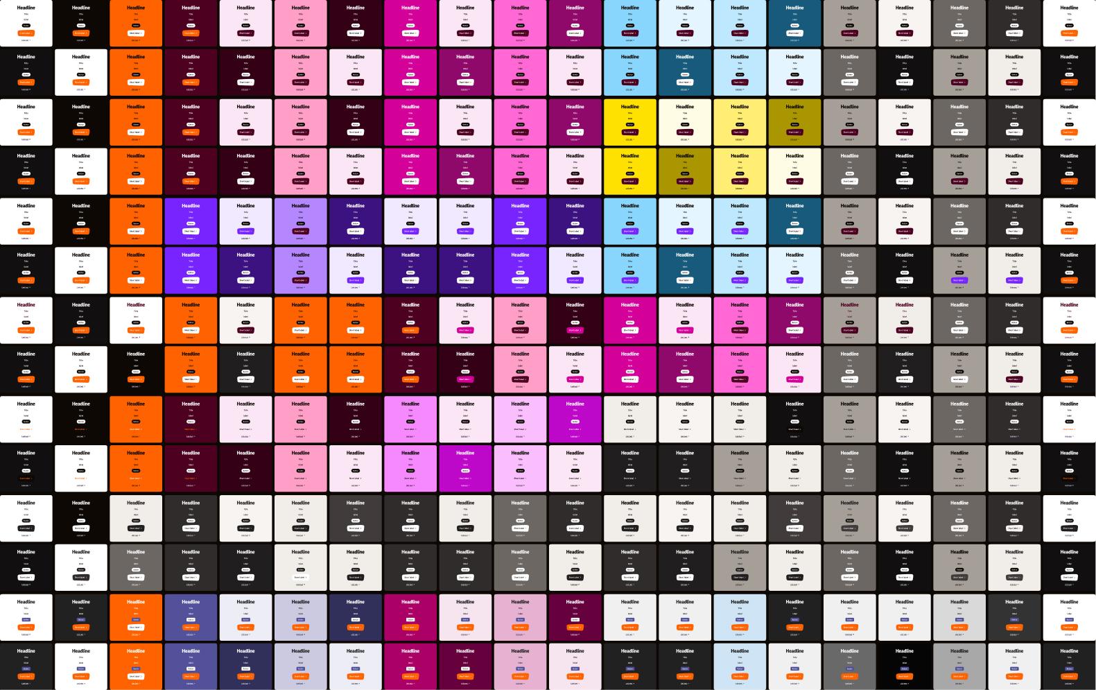 Colour combinations across themes